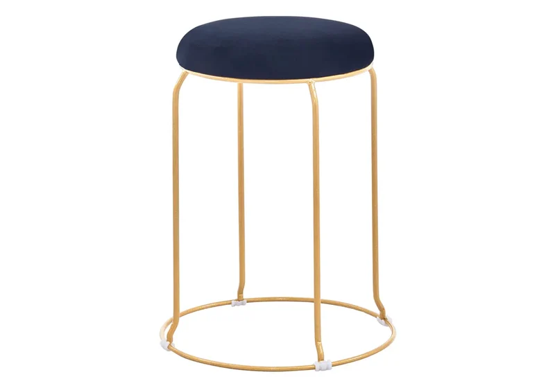 Tabouret doré velours noir - Croco