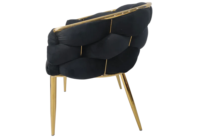 Fauteuil de table velours noir pieds dorés - Cloud x2