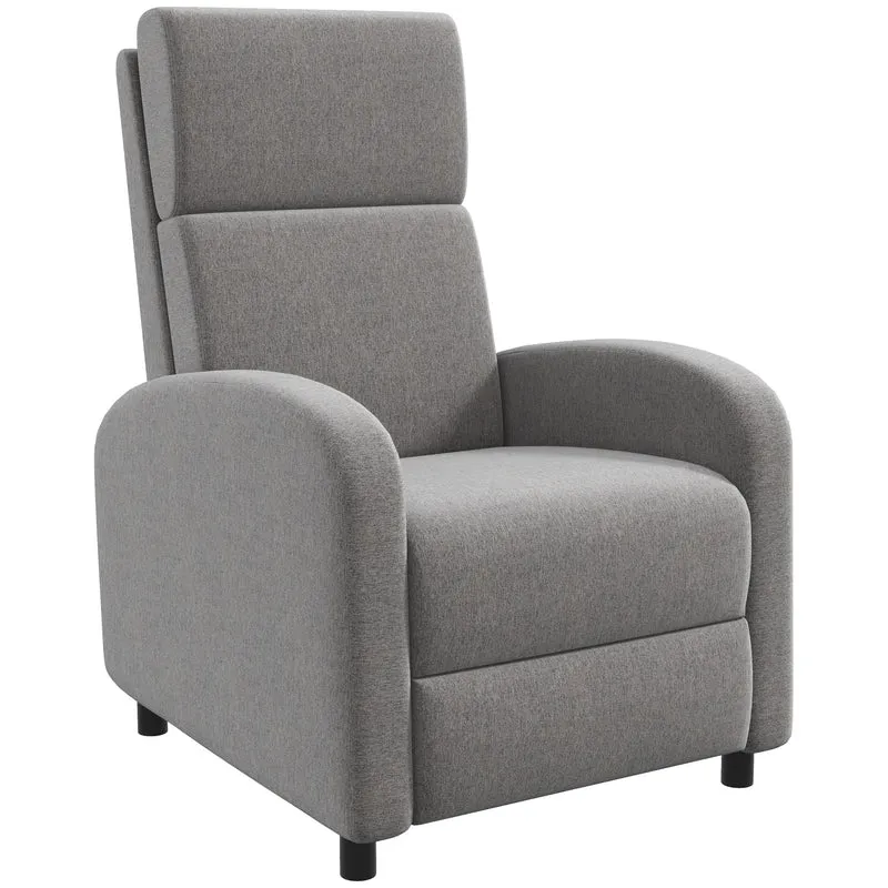 Fauteuil inclinable salon 64 x 86 x 102 cm repose-pieds intégré inclinaison 160° manuelle moderne en polyester gris 21_0003131