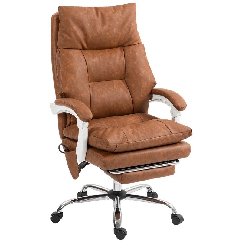 Chaise de bureau ergonomique 65 x 76 x 113-121 cm soutien lombaire gonflable inclinable design contemporain en PU marron 21_0006314