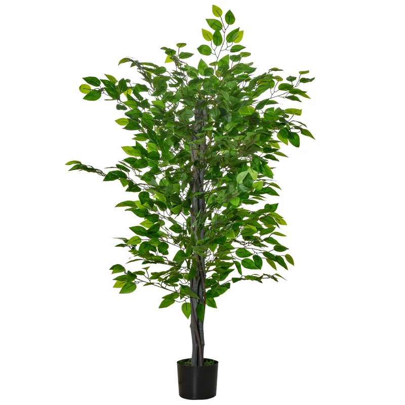 Arbre artificiel ficus d'intérieur 135 x 15 x 15 cm réalisme entretien facile décoratif contemporain en plastique vert 21_0001235