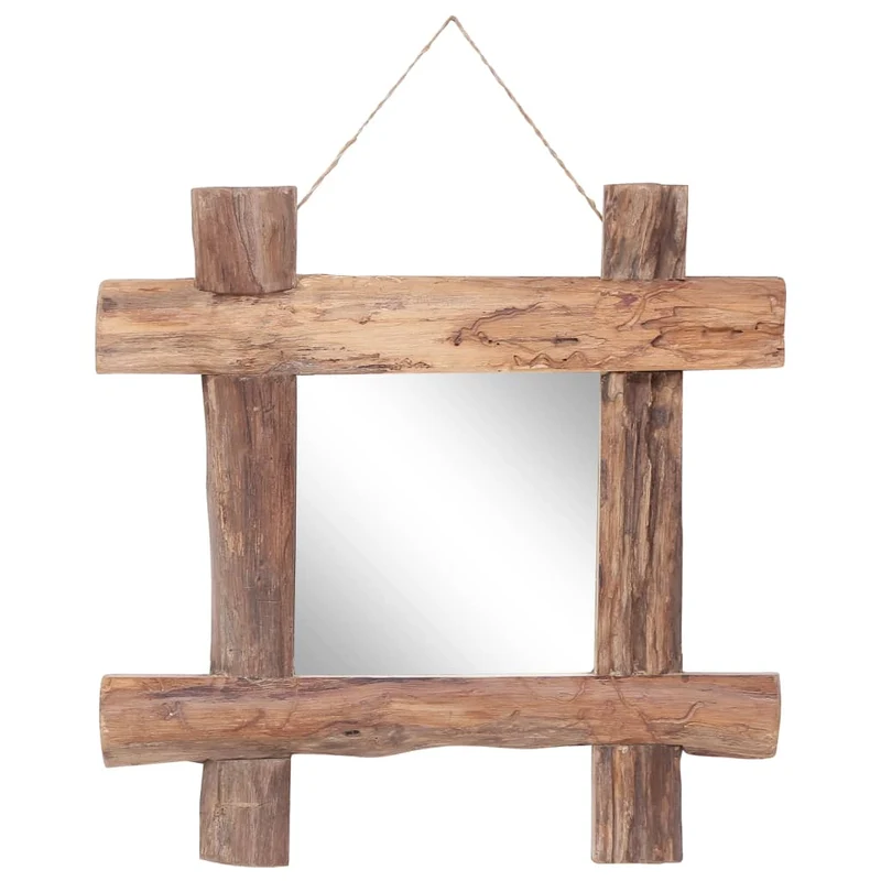 Miroir en forme de bûches Naturel 50x50 cm Bois de récupération massif DEC022798