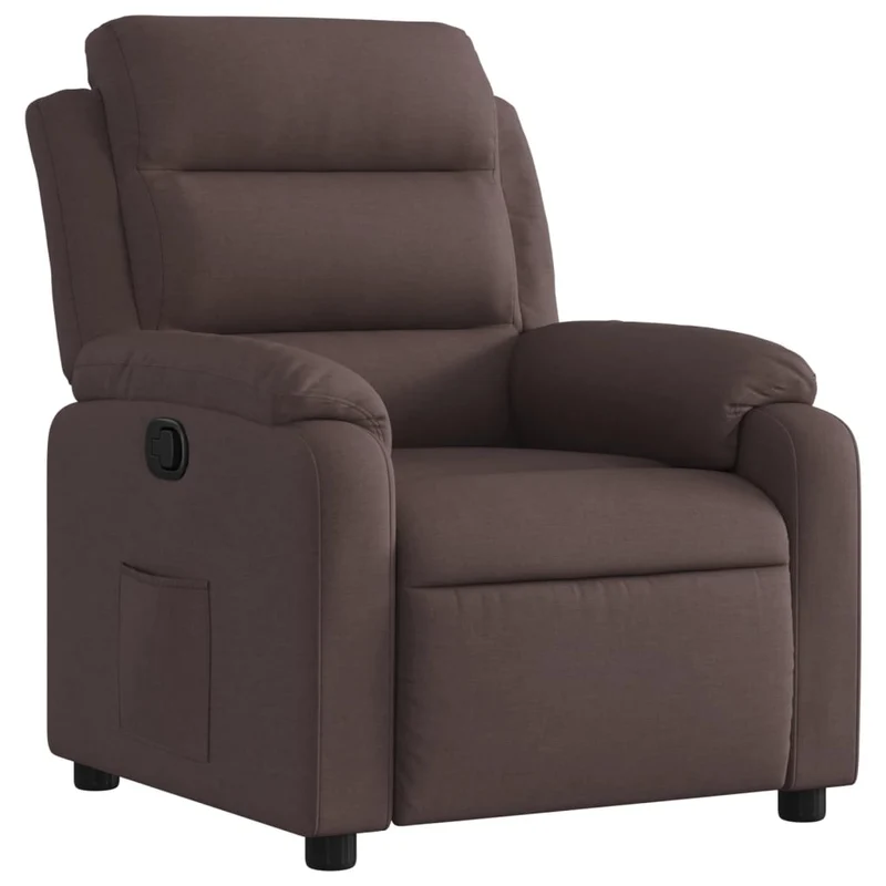 Fauteuil relax TV rembourrage confortable fonction d'inclinaison manuelle en tissu marron foncé DEC028007