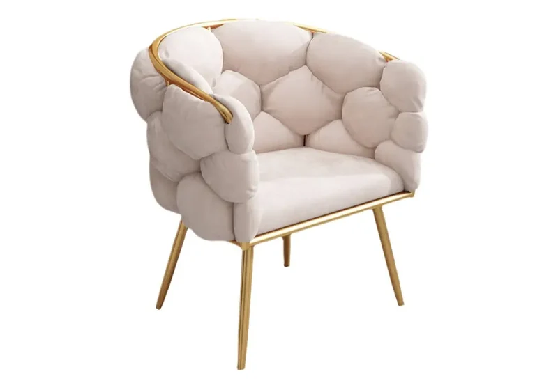 Fauteuil de table velours beige pieds dorés - Cloud x2