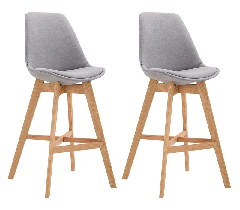 Lot de 2 tabouret de bar chaise haute design moderne en tissu gris clair 10_0001301