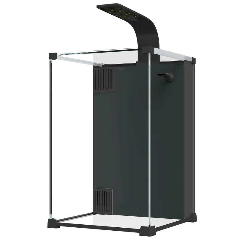 Aquarium nano de bureau 30 x 30 x 45,5 cm filtre intégré pompe 5 w éclairage led design minimaliste en verre trempé noir 21_0008042