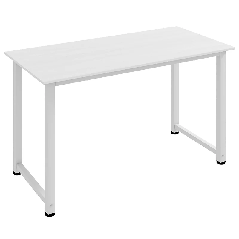 Table multifonction bureau 120 x 60 x 76 cm plateau stable pieds réglables moderne épuré en bois d'ingénierie blanc 21_0002418