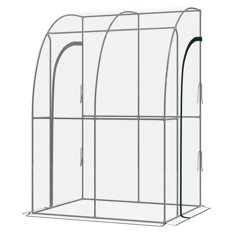 Serre adossée jardin 143 x 118 x 212 cm deux portes zippées rallonge 10 cm style contemporain moderne en PVC transparent 21_0004234