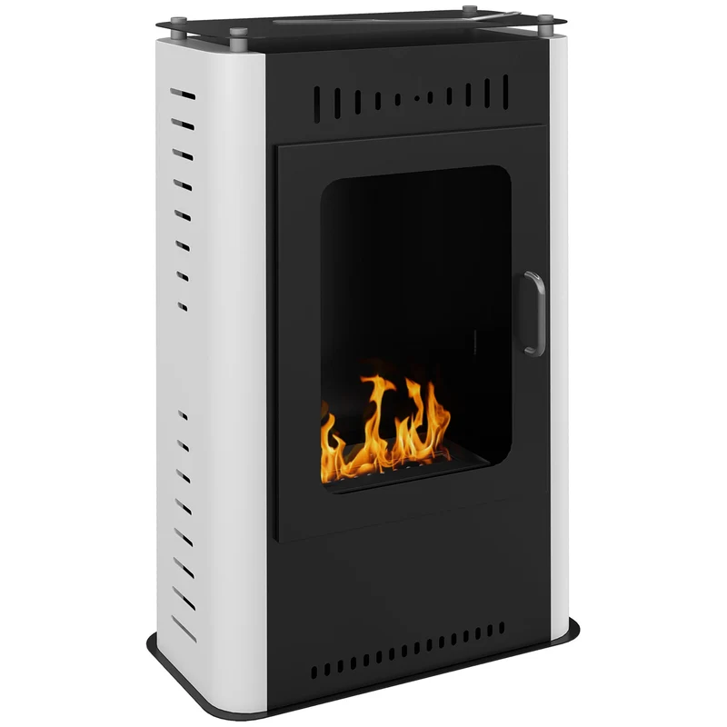 Poêle à éthanol sur pied 50 x 27 x 82 cm chauffe 20 à 25 m² durée 3h ambiance cosy contemporain en acier inoxydable noir 21_0001131