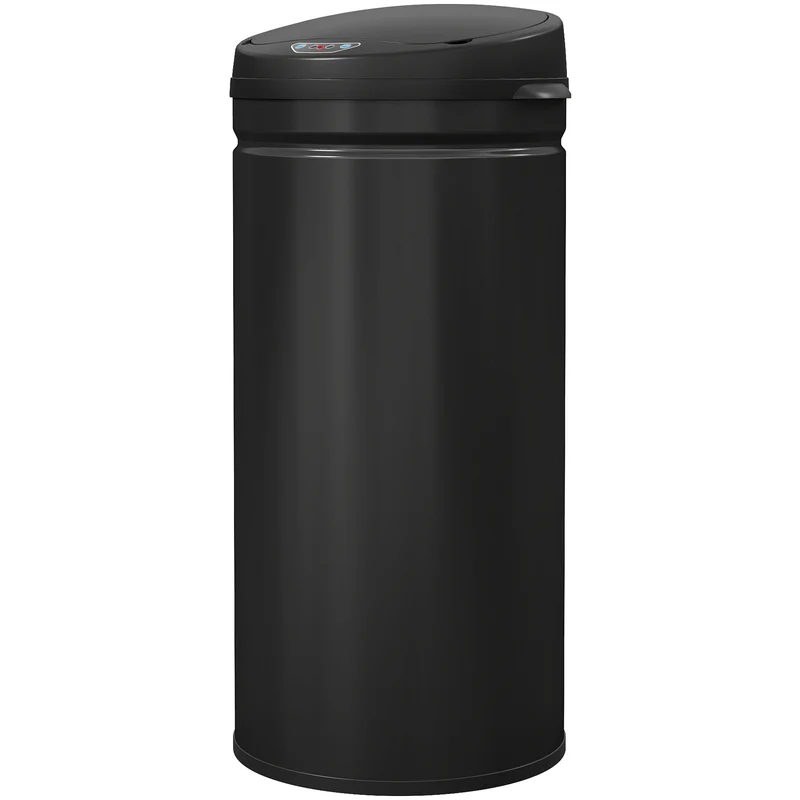 Poubelle de cuisine automatique 30,5 x 30,5 x 68 cm ouverture mains libres fermeture douce moderne épuré en acier noir 21_0005923