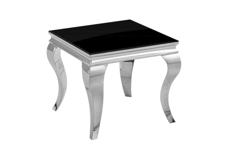 Bout de canapé design verre noir argent - Neo