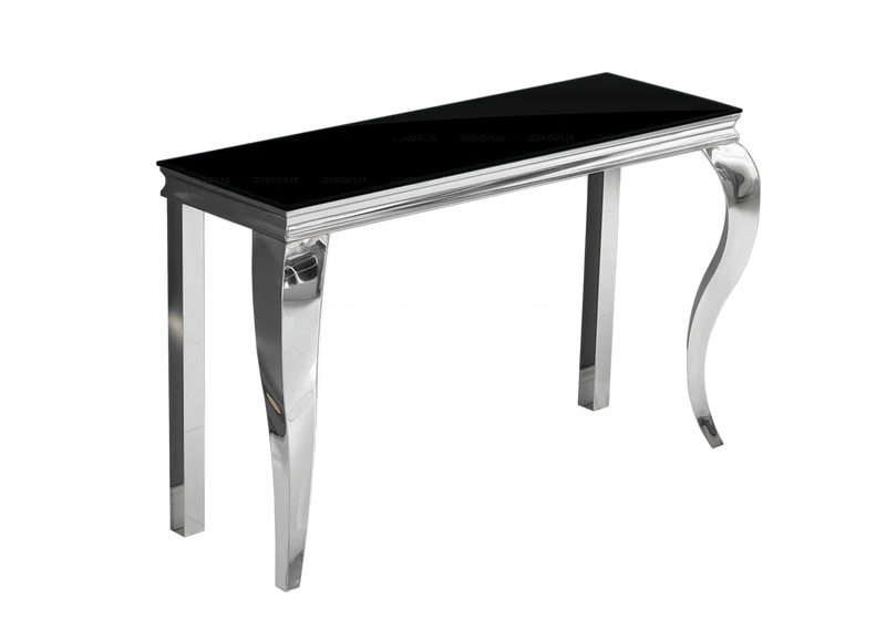 Console d'entrée design verre noir argent - Neo