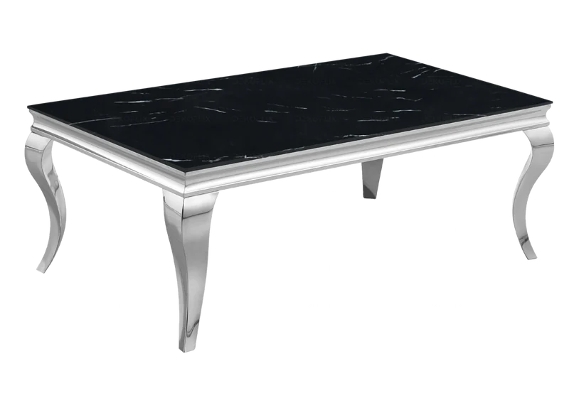 Table basse rectangulaire marbre noir argent - Neo