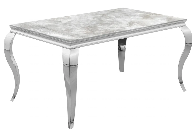 Table à manger rectangulaire marbre beige argent - Neo