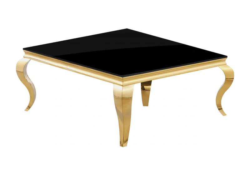 Table basse carrée verre noir doré - Neo
