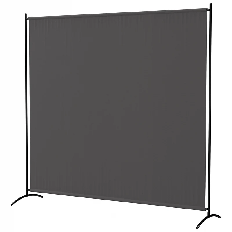Paravent extérieur panneau 180 x 50 x 180 cm protection uv30+ tissu déperlant design salon pieds en polyester gris foncé 21_0005687