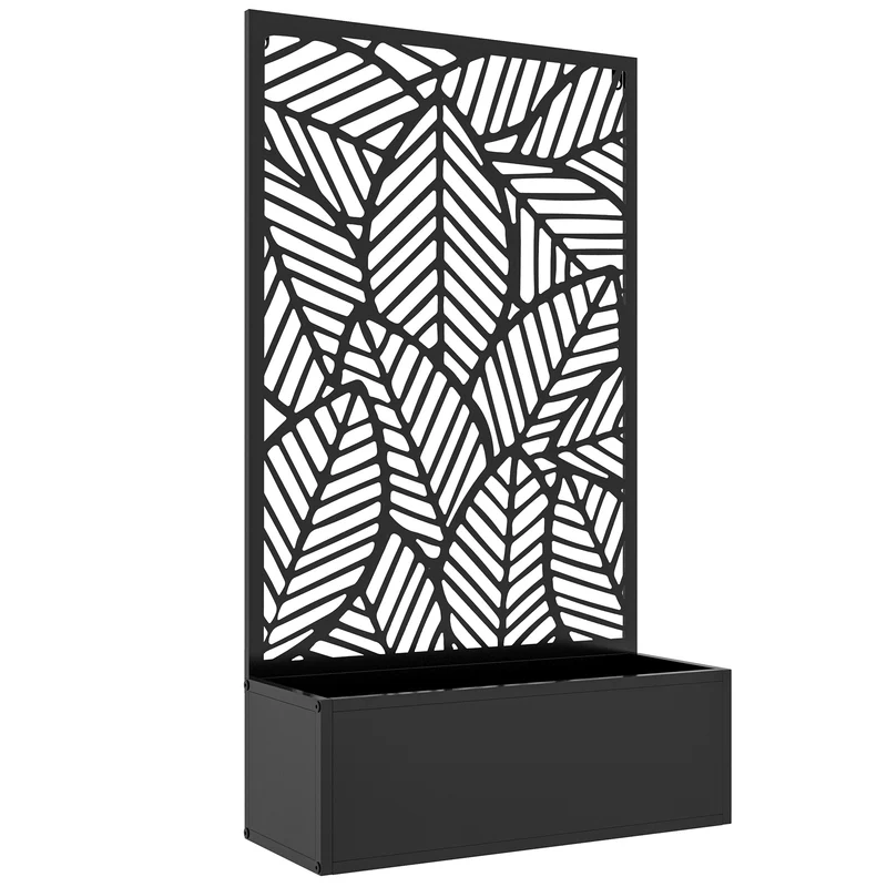 Jardinière paravent treillis 61 x 23 x 113 cm support pour plantes grimpantes séparation d'espace design en métal noir 21_0004331