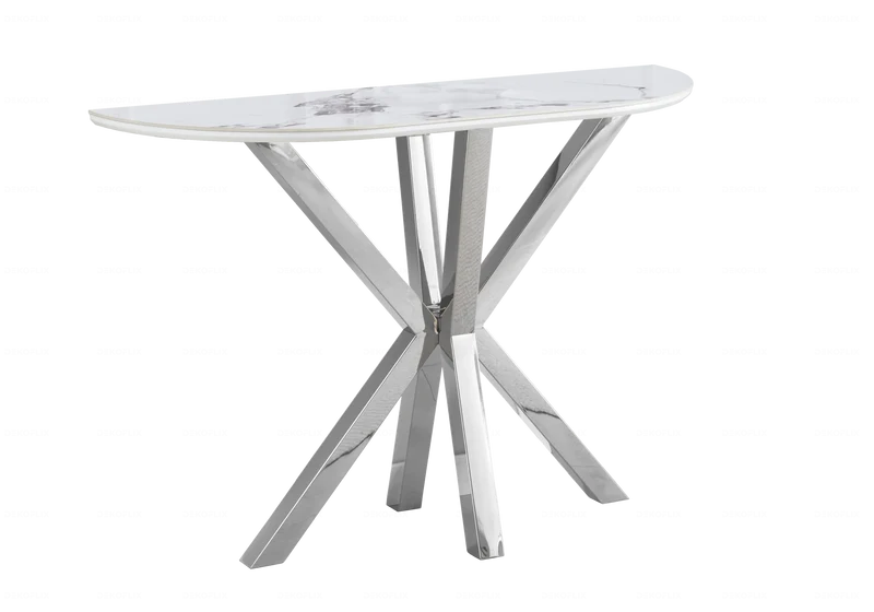 Console demi-lune céramique marbre argent - Otho