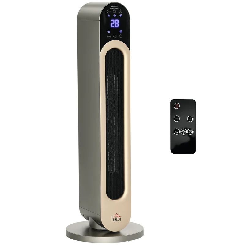 Chauffage soufflant oscillant colonne 25 x 73,5 cm d'appoint rapide télécommande minuterie moderne épuré en abs argent 21_0001126