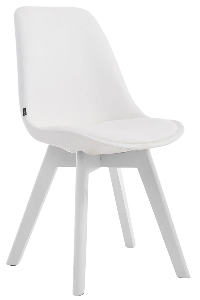 Chaise de salle à manger x1 style scandinave en PVC blanc support 4 pieds en bois couleur blanc 10_0003756