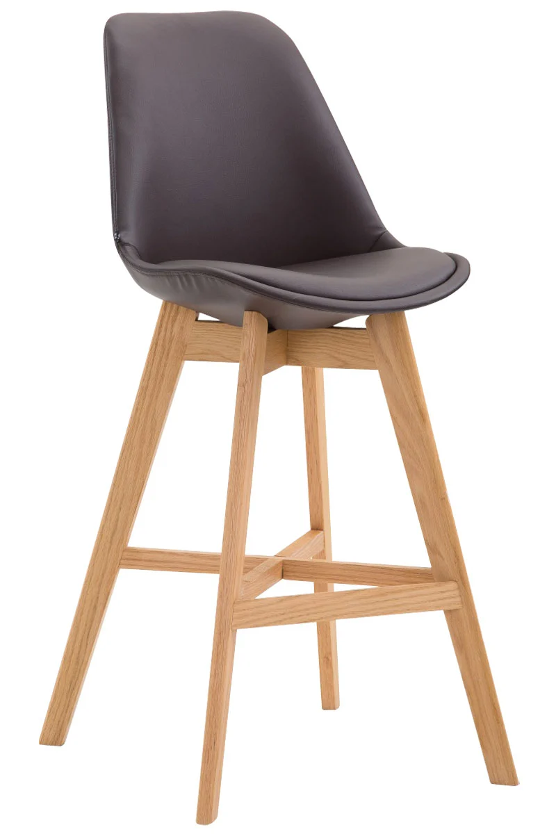 Tabouret de bar chaise haute design scandinave moderne en synthétique marron TDB10389