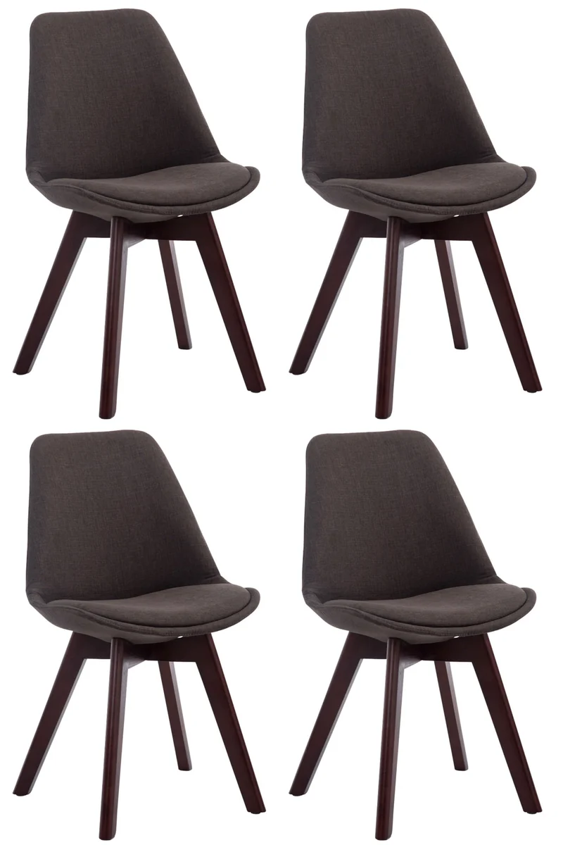 Lot de 4 chaises de salle à manger design scandinave en tissu gris foncé et piètement à 4 pieds en bois foncé 10_0008561