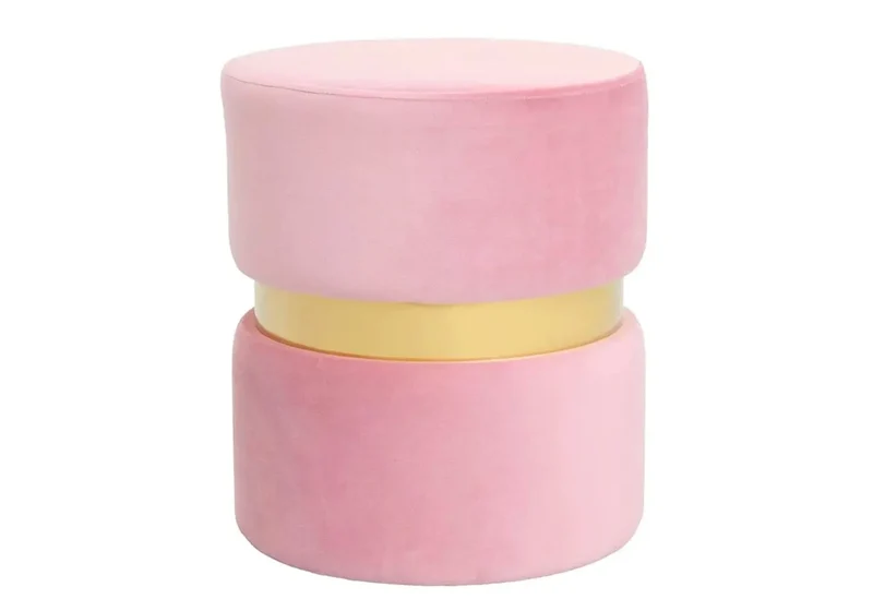 Pouf design doré velours rose - Isy