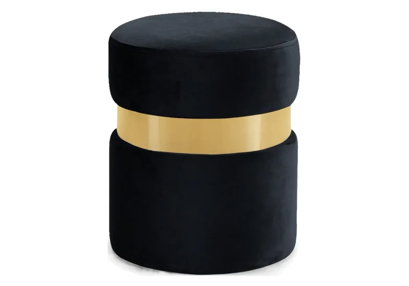 Pouf design doré velours noir - Isy