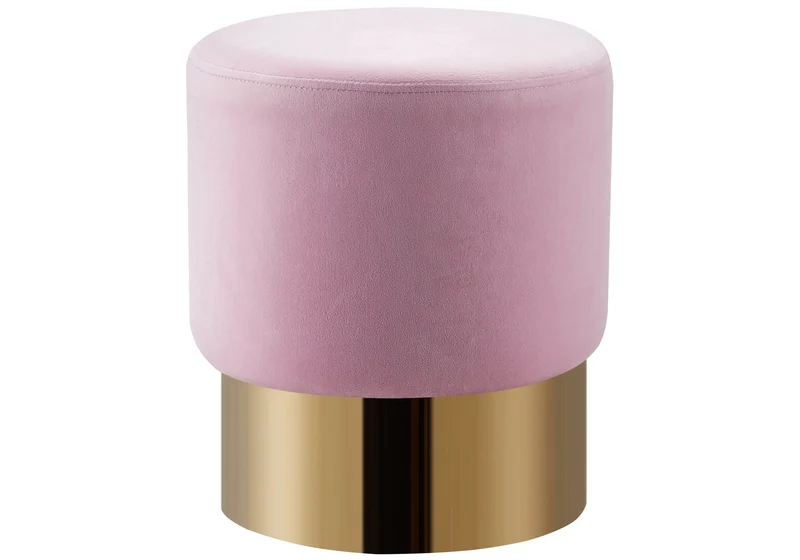 Pouf design doré velours rose - Lisy
