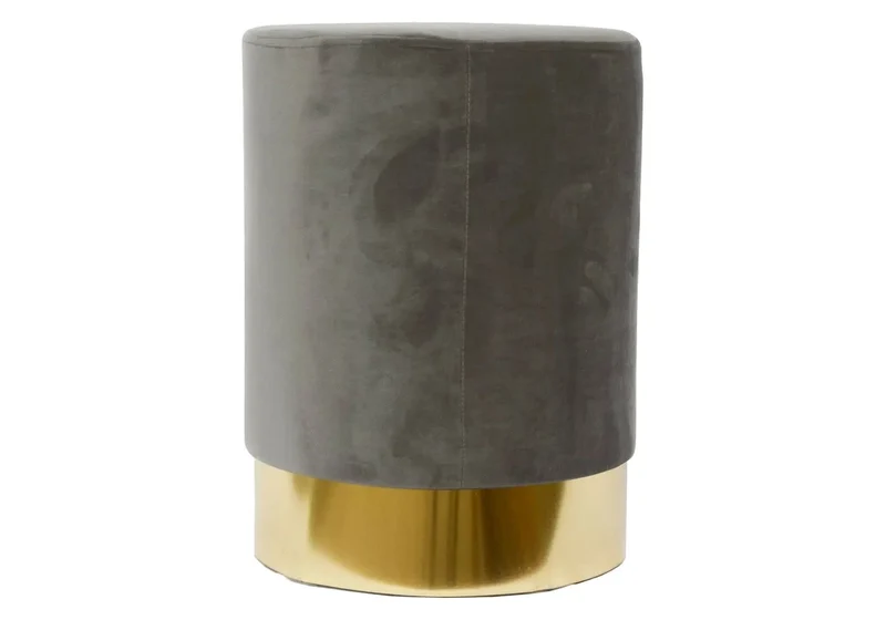 Pouf design doré velours gris - Lisy