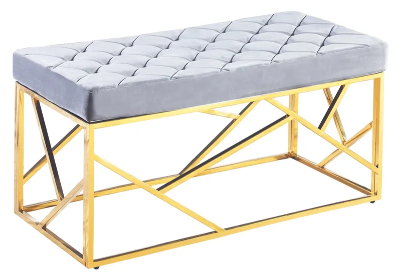 Banc design doré velours gris - Ilea