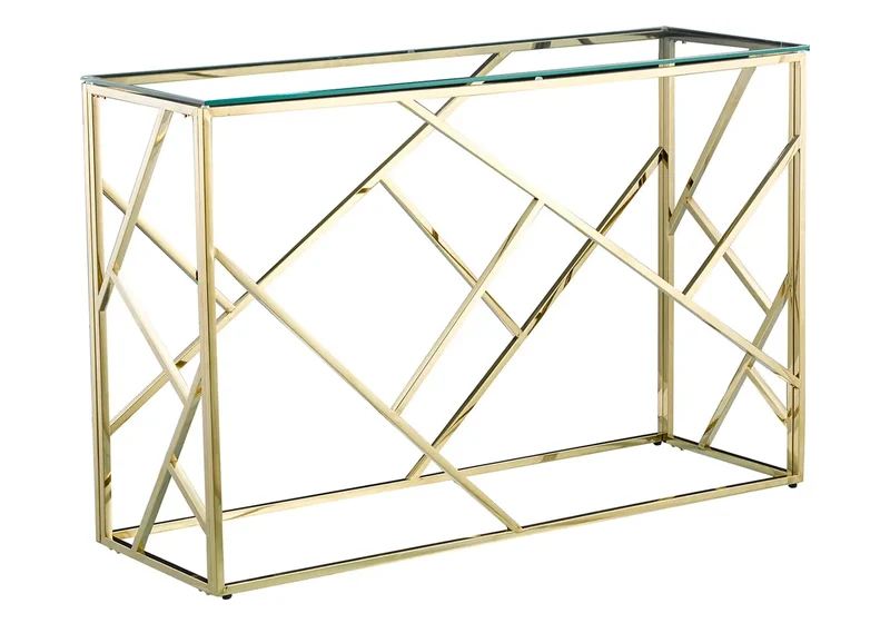 Console design doré verre trempé - Ilea