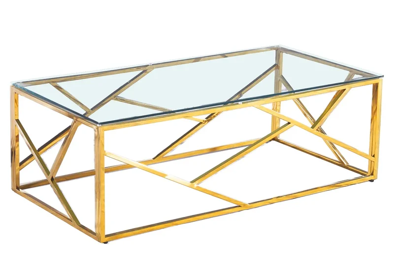 Table basse design doré verre - Ilea