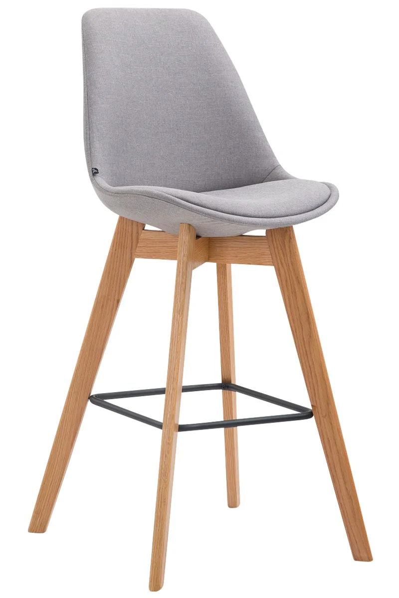 Tabouret de bar x1 style scandinave avec assise en tissu gris et structure en bois naturel 10_0005718