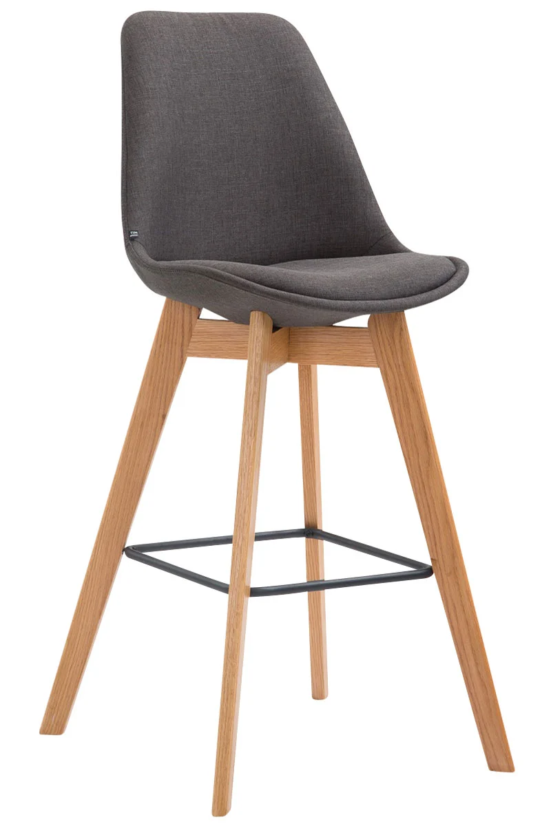 Tabouret de bar x1 style scandinave avec assise en tissu gris foncé et structure en bois naturel 10_0005717