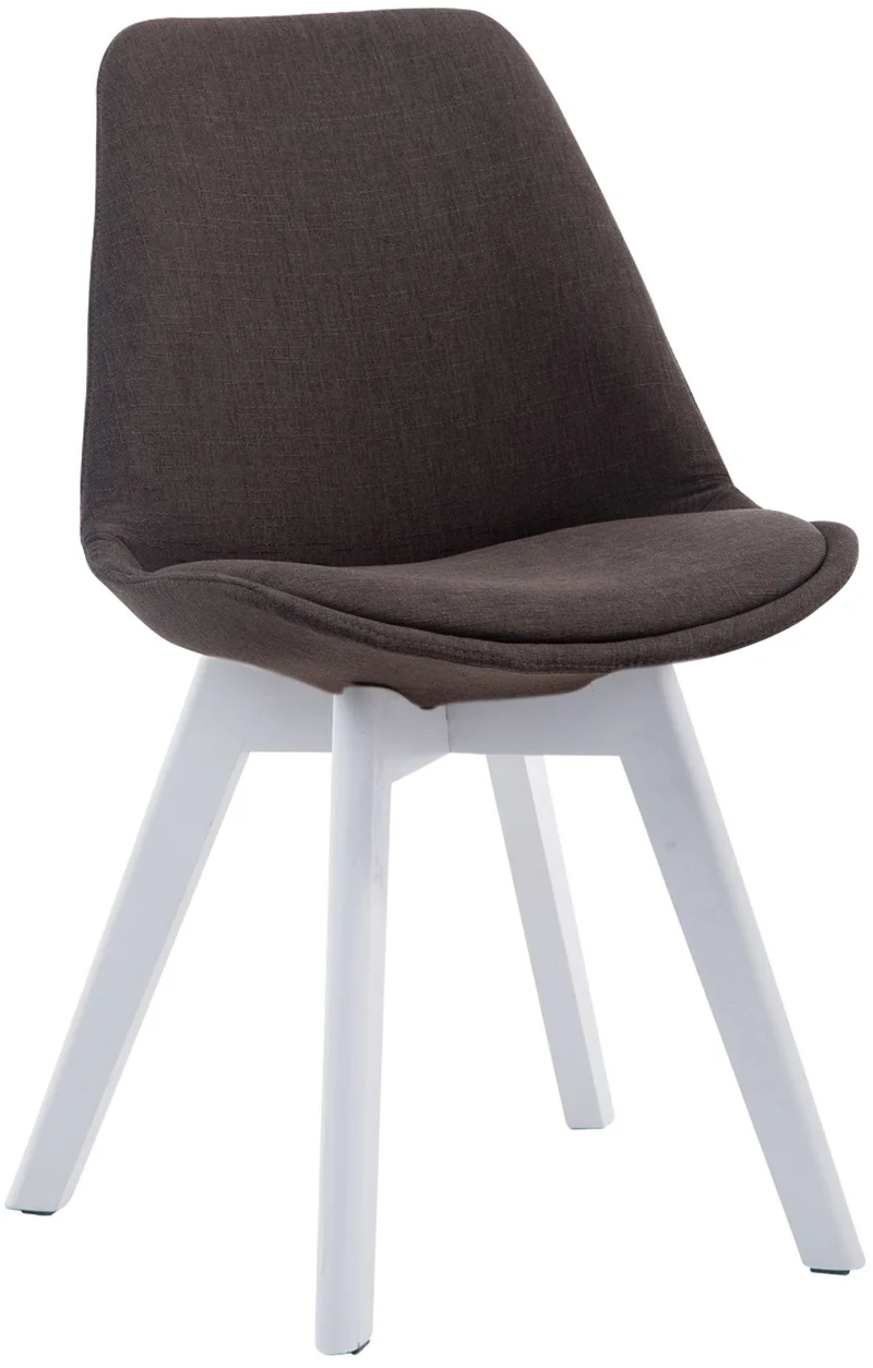 Chaise de salle à manger x1 design scandinave en tissu gris foncé et piètement à 4 pieds en bois blanc 10_0003314
