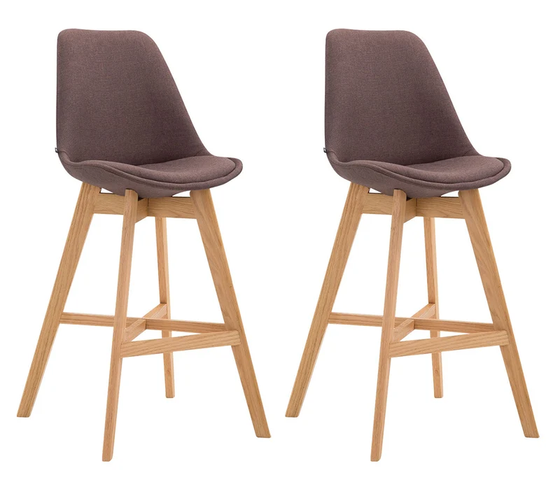Lot de 2 tabouret de bar chaise haute design moderne en tissu marron 10_0001300