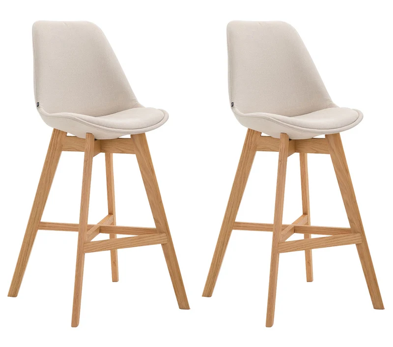 Lot de 2 tabouret de bar chaise haute design moderne en tissu crème 10_0001299