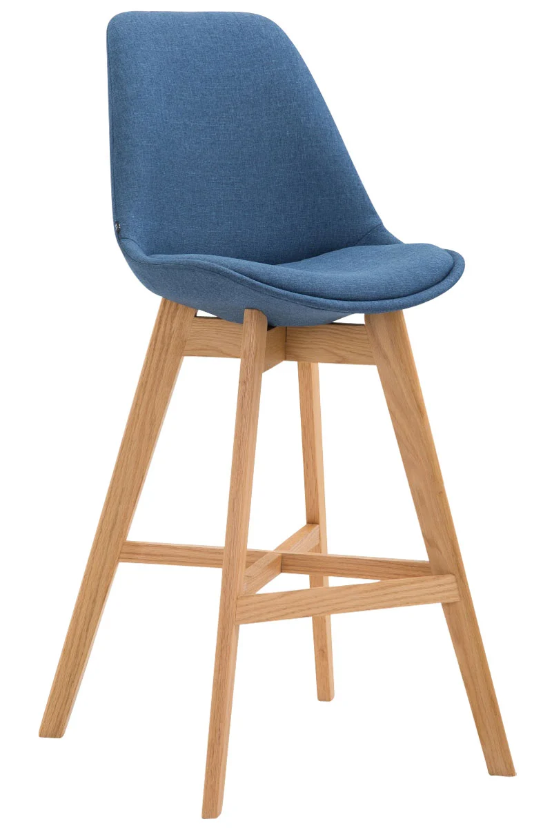 Tabouret de bar chaise haute design scandinave moderne en tissu bleu 10_0000929
