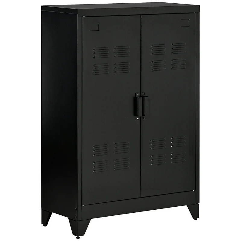 Armoire de rangement bureau 75 x 33 x 110 cm rangement spacieux avec étagères réglables style industriel en métal noir 21_0002841