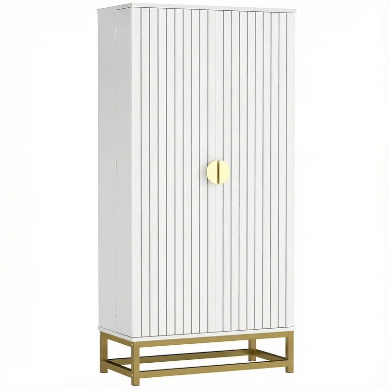 Armoire de cuisine 58 x 29 x 119,5 cm 12 étagères réglables anti basculement contemporain en panneau de particules blanc 21_0003324