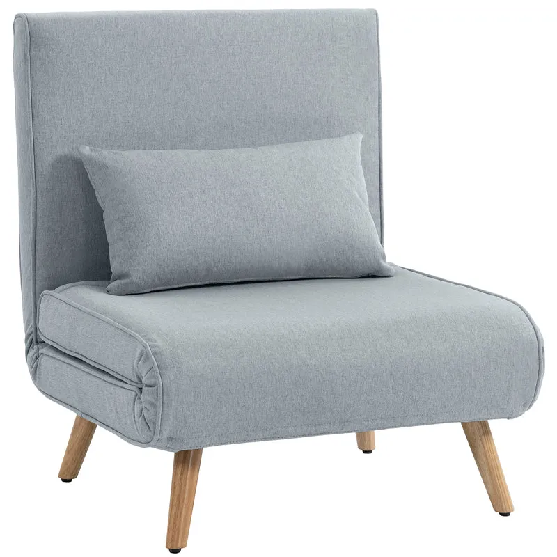 Fauteuil convertible lit d'appoint 72 x 75 x 85 cm dossier 5 positions style contemporain cosy en polyester gris clair 21_0003430