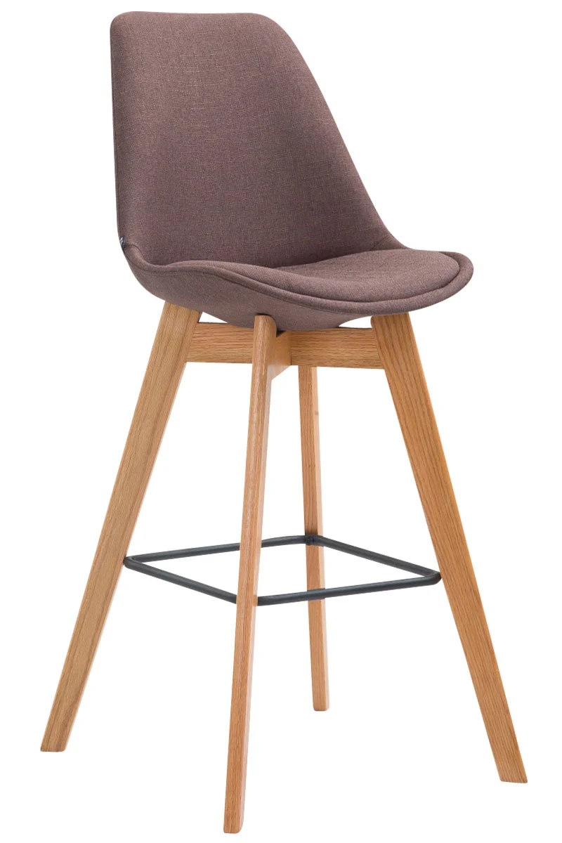 Tabouret de bar x1 style scandinave avec assise en tissu marron et structure en bois naturel 10_0005719