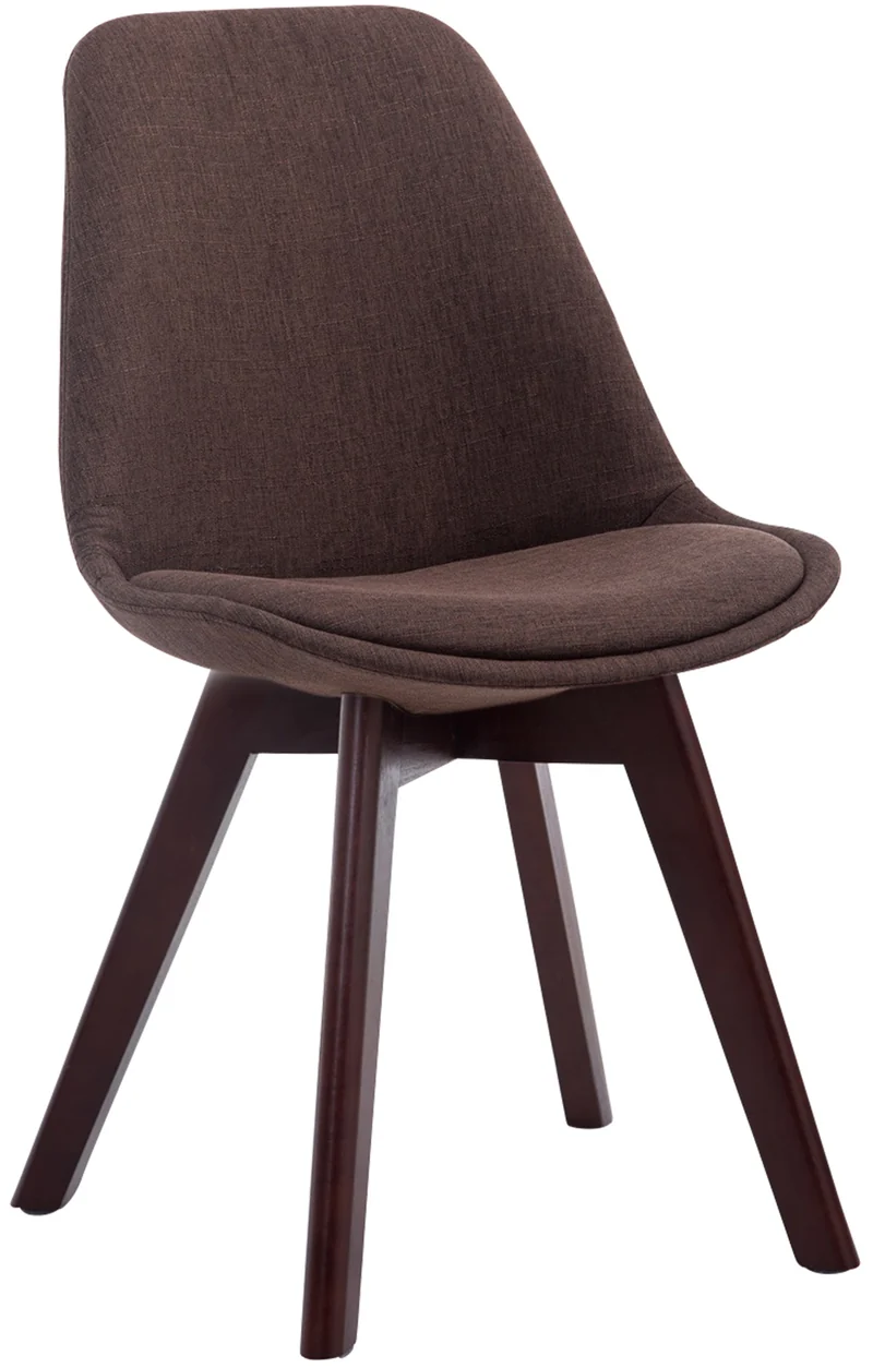 Chaise de salle à manger x1 design scandinave en tissu marron et piètement à 4 pieds en bois marron 10_0003300