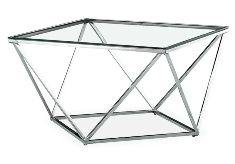 Table basse carré chrome verre - Ilea