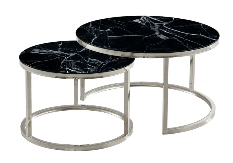 Tables gigognes marbre noir - Orea