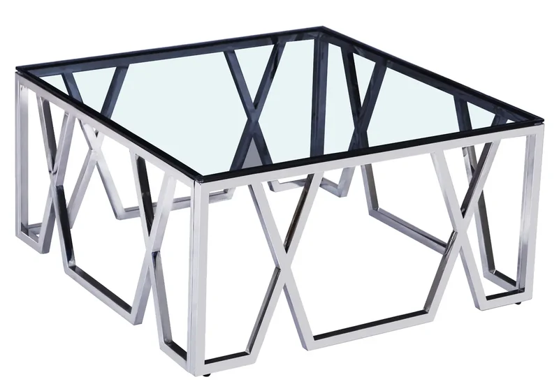 Table basse design chromé verre - Lexa