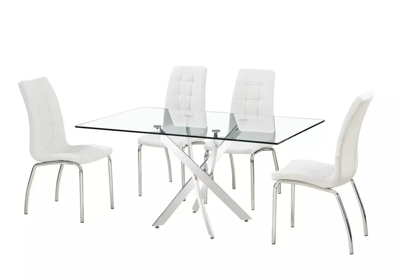 Table repas 6 chaises blanches - Design