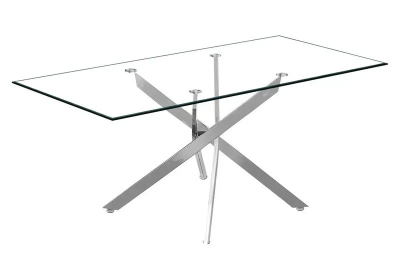Table à manger argentée verre trempé - Joy
