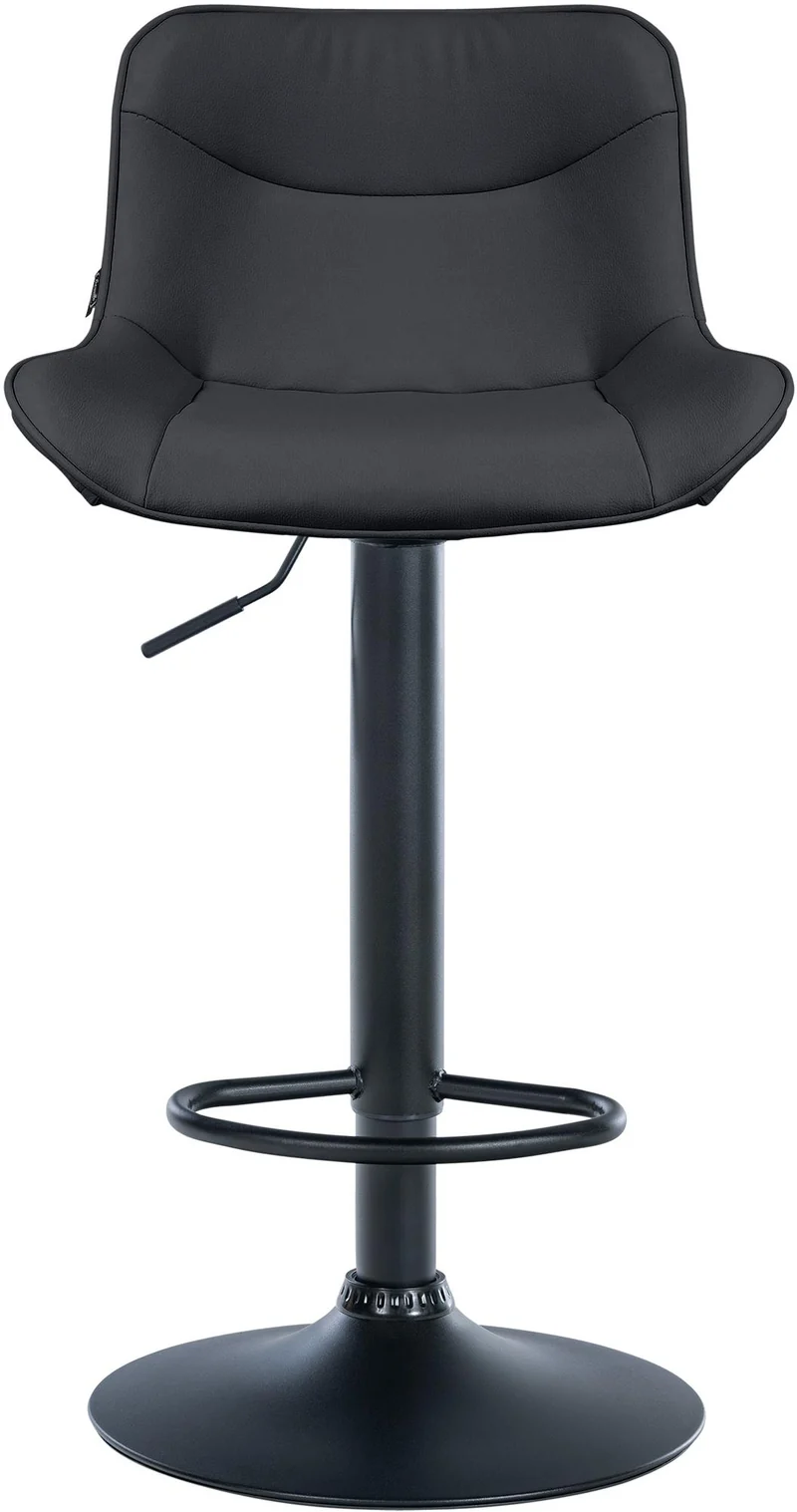 Tabouret de bar x1 pivotant forme ergonomique surpiqûres décoratives en PVC noir cadre en métal noir 10_0005775